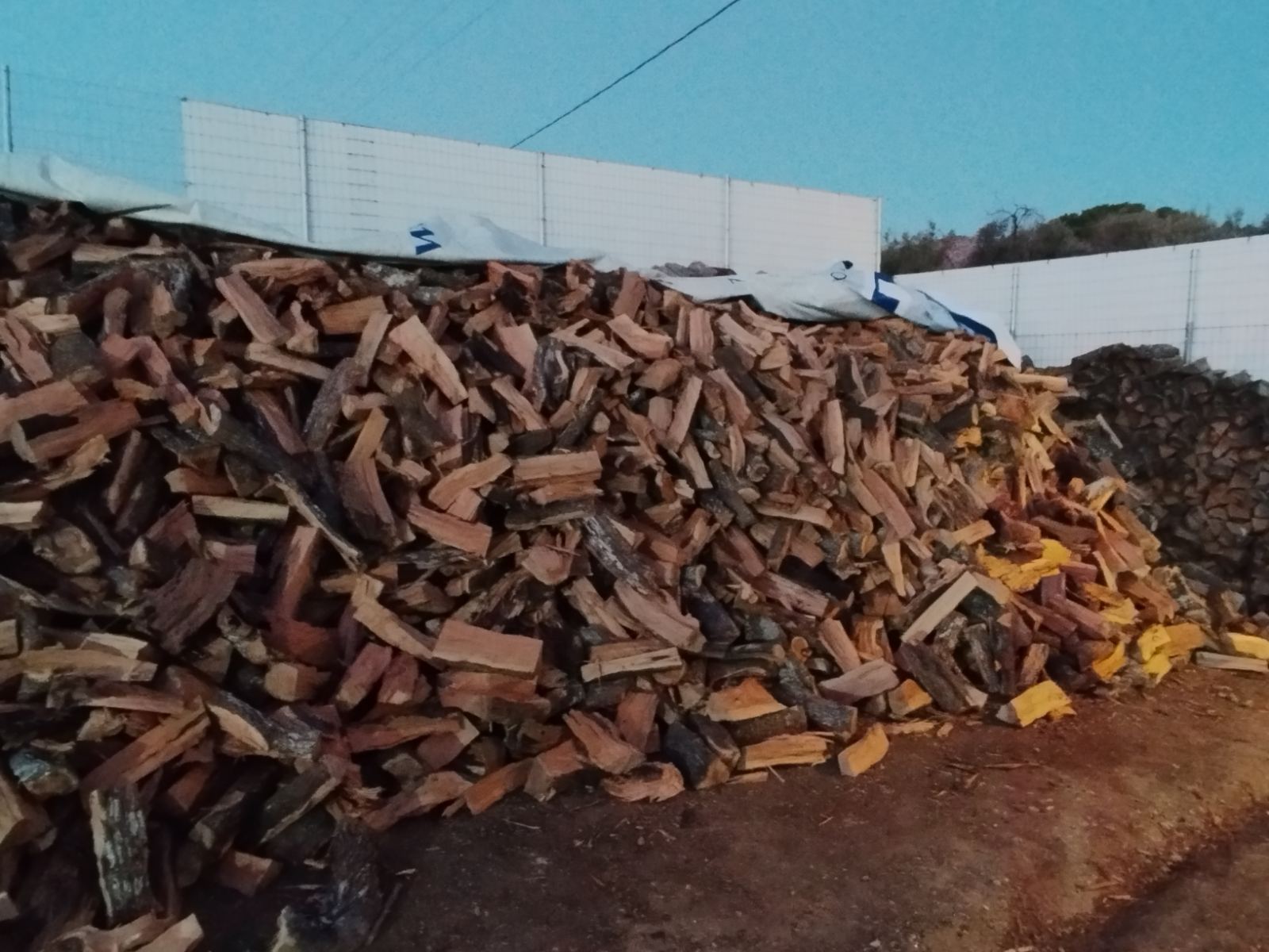 Στοιβαγμένη ξυλεία στον χώρο Καυσόξυλα Μπαλάκας