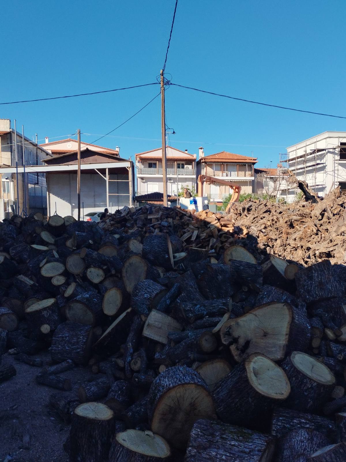 Κοντινή λήψη από κομμένα καυσόξυλα